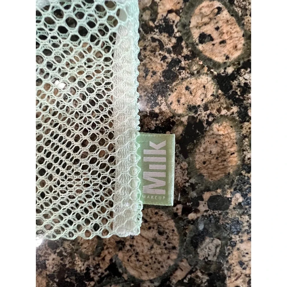 Milk Makeup Mint Green Mesh Cosmetic Bag Zipper Pouch Travel Organizer